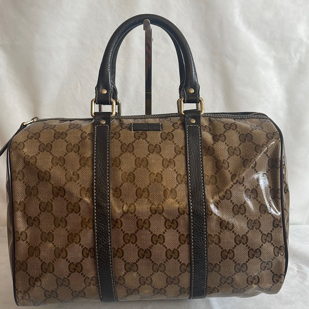 Gucci Brown Gg Crystal Boston Bag - Picture 1 of 14